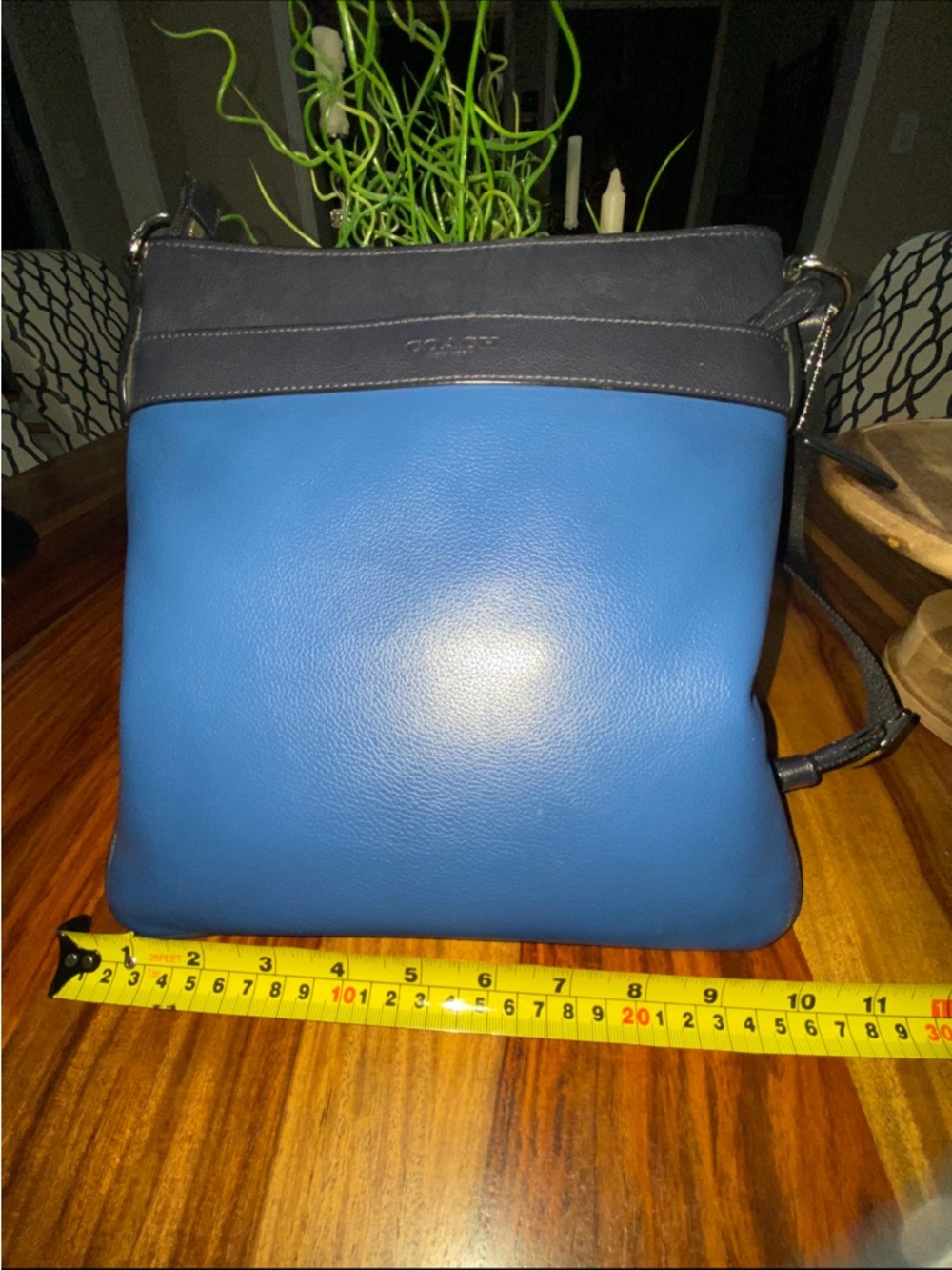 Coach Blue and Black Leather Messenger Bag